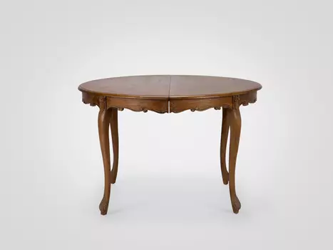 Обеденный круглый раздвижной стол из дерева минди с резьбой ручной работы