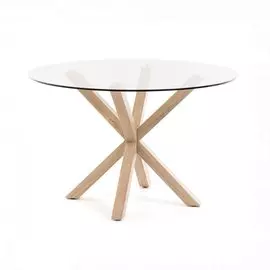 Обеденный круглый стол Arya со стеклянной столешницей