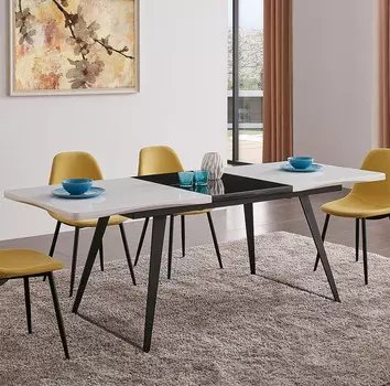 Обеденный раскладной стол с черно-белой столешницей