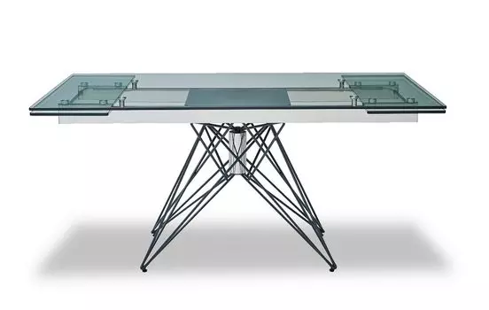 Обеденный раскладной стол со стеклянной столешницей l