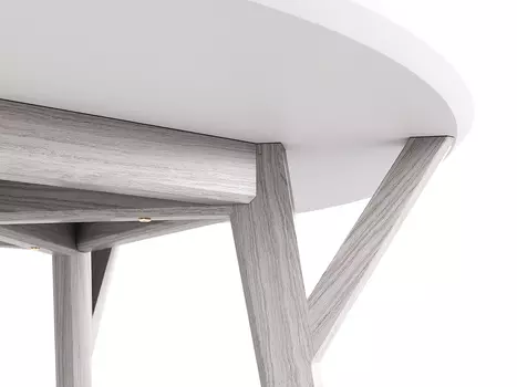 Обеденный стол Circle белёный дуб / молочный