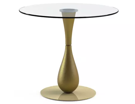 Обеденный стол "Flos Gold" с круглой столешницей из закаленного стекла