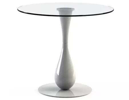 Обеденный стол "Flos White" с круглой столешницей из закаленного стекла