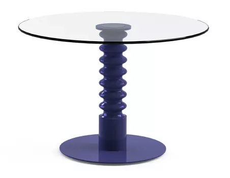 Обеденный стол "Pilmer Blue" с круглой столешницей из закаленного стекла