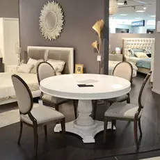 Обеденный стол раздвижной Rimini с отделкой белым блестящим лаком