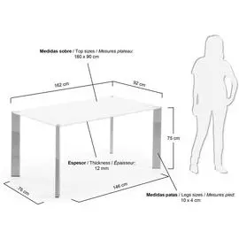 Обеденный стол стеклянный Julia Grup Corner хром