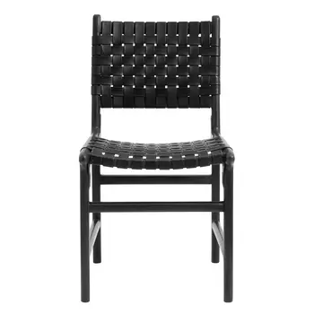 Обеденный стул из дерева и плетеной кожи