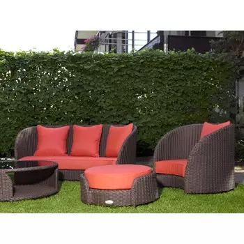 Оттоманка тюльпан с красными подушками