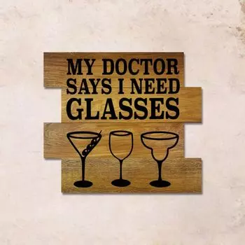 Панно Glasses из массива дуба 45х40