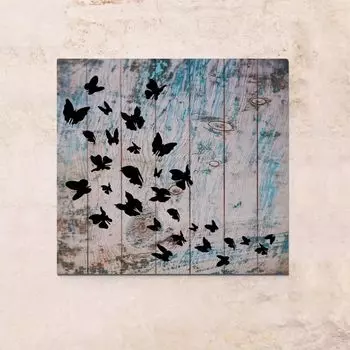 Панно на дереве бабочки 63х63