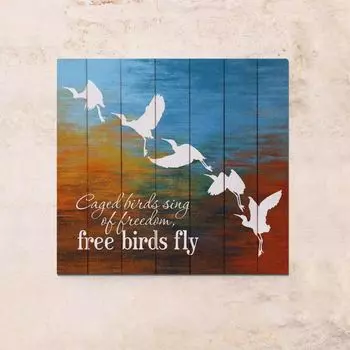 Панно на дереве птицы 63х63