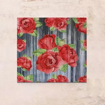 Панно на дереве розы 63х63