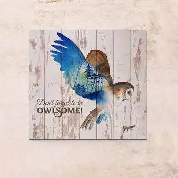 Панно на дереве сова 63х63