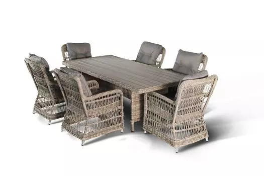 Плетеный стол цесена серо-соломенного цвета