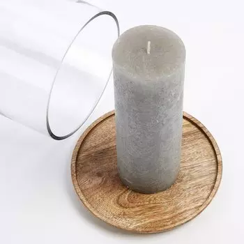 Подсвечник Cowall Bell из натурального дерева и стекла