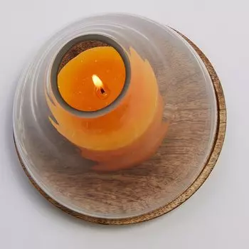 Подсвечник Cowall из стекла с деревянным основанием