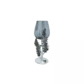 Подсвечник декоративный папоротники серебряного цвета