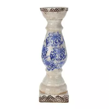 Подсвечник молочно-голубой