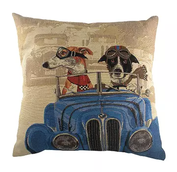 Подушка с принтом Doggie Drivers Blue