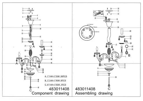 Подвесная люстра элла с хрустальными подвесками