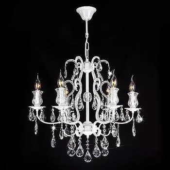 Подвесная люстра Eurosvet Blossom глянцевый белый/прозрачный хрусталь Strotskis