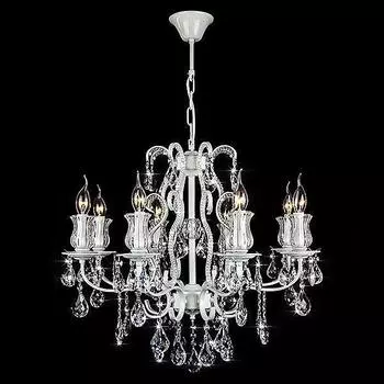 Подвесная люстра Eurosvet Blossom глянцевый белый/прозрачный хрусталь Strotskis