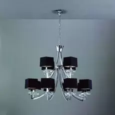 Подвесная люстра Mantra Akira с черными абажурами из ткани