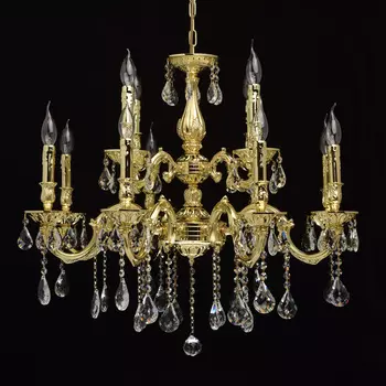 Подвесная люстра свеча золотого цвета