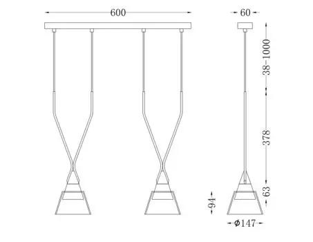 Подвесной светильник Hilo из металла и стекла
