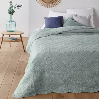 Покрывало Scenario стеганое серо-зеленого цвета из хлопка 230x250