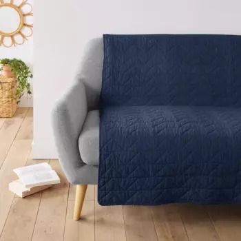 Покрывало Scenario стеганое темно-синего цвета с зигзагообразной прострочкой 230x250