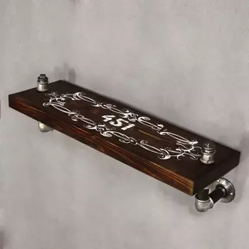 Полка навесная Industrial Chic из массива сосны с принтом