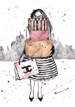 Постер девушка с подарками а4