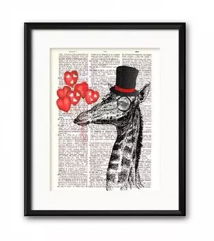 Постер мистер жираф а4 на бумаге