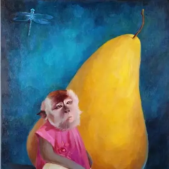 Постер Monkey With Pear l