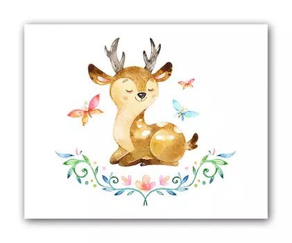 Постер оленёнок а4 на бумаге