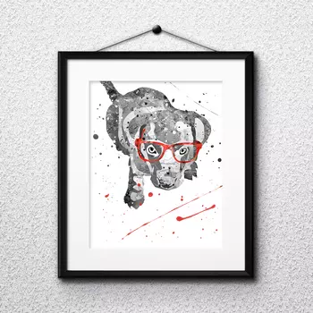 Постер щенок в очках а3