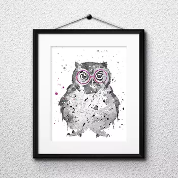 Постер сова в очках а4