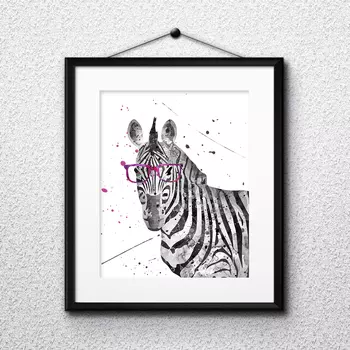 Постер зебра в очках а4