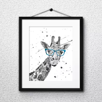 Постер жираф в очках а3