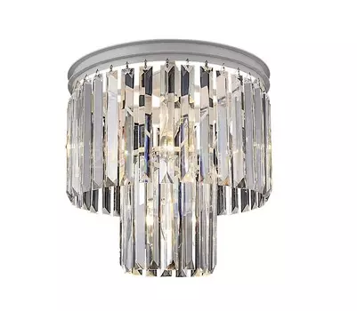 Потолочная люстра Odeon 2 Rings Silver из прозрачного стекла