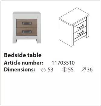Прикроватная тумбочка Costa с двумя ящиками