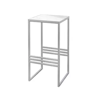 Прикроватный столик серебристого цвета с мраморной столешницей