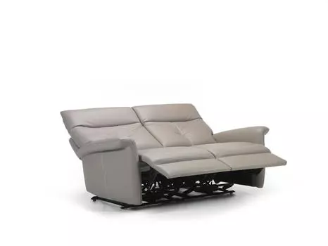 Прямой диван из кожи Versailles серого цвета