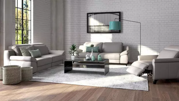 Прямой кожаный диван Levana серого цвета