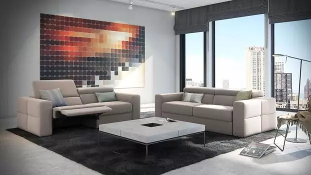 Прямой кожаный диван Themis коричневого цвета