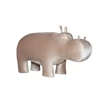 Пуф бегемот мини велюр бежевого цвета