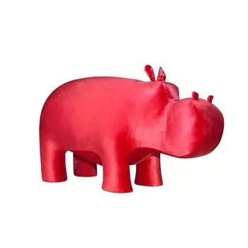 Пуф бегемот мини велюр красный