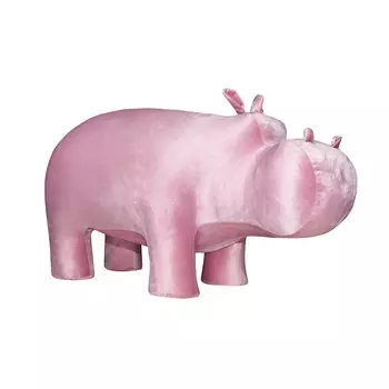 Пуф бегемот мини велюр розового цвета