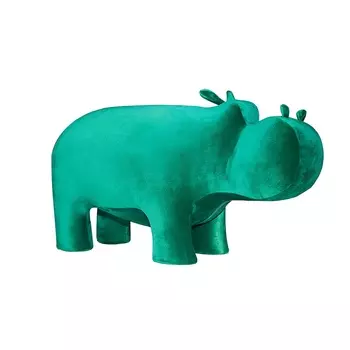 Пуф бегемот мини велюр зеленого цвета